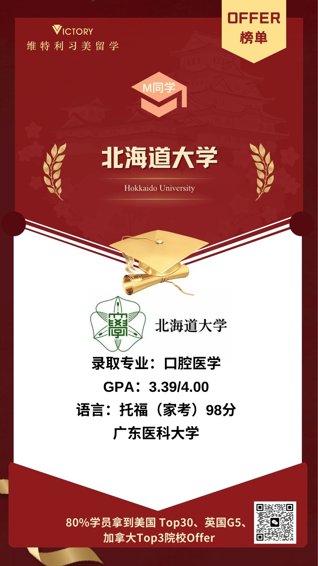 M同学北海道大学口腔医学专业（2024日本硕士.jpg
